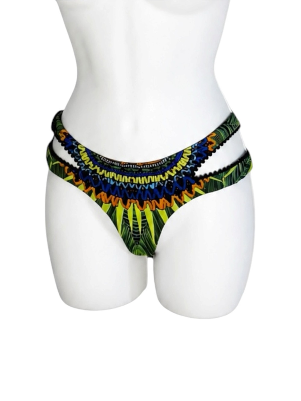 Salty Mermaid Reversible Bikini Bottom XS Jaguar Flamingo Strappy Cheeky Swim